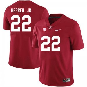 NCAA Men's Alabama Crimson Tide #22 Chris Herren Jr. Stitched College 2021 Nike Authentic Crimson Football Jersey UL17H54ZU